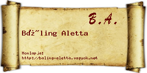 Báling Aletta névjegykártya